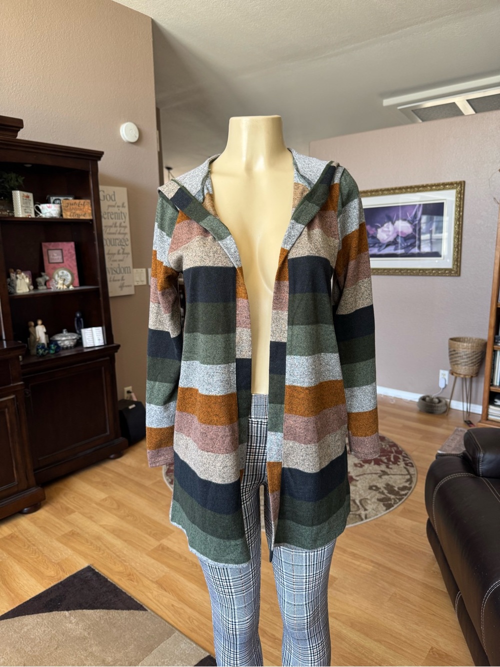 TruSelf multicolored long sleeve hoodie open cardigan-size M